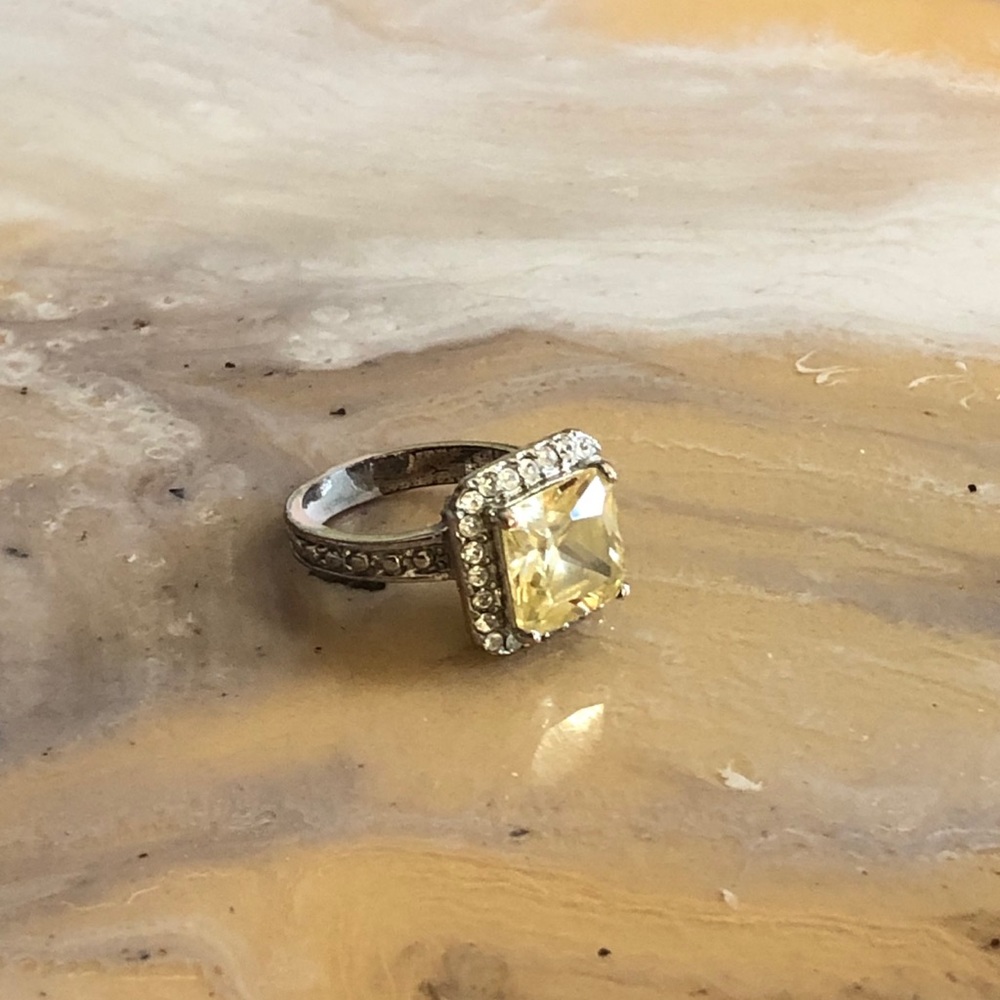 Size 7 Yellow Sapphire solitaire-Halo Ring